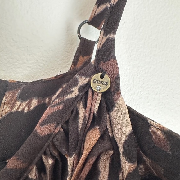 Guess Leopard Print Tiered Ruffled Midi Sundress - size 3 - Picture 3 of 7